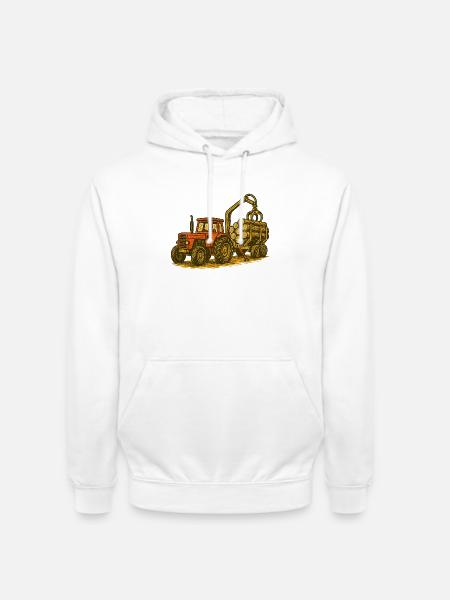 Forsttraktor mit Holzlast - Unisex Hoodie - Weiß