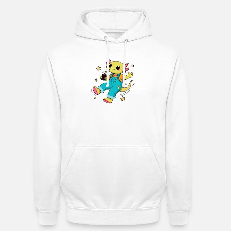 Glücklicher Axolotl, der im All schwebt - Unisex Hoodie - Weiß