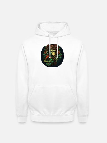 Monkey with guitar in the jungle - Unisex Hoodie - white