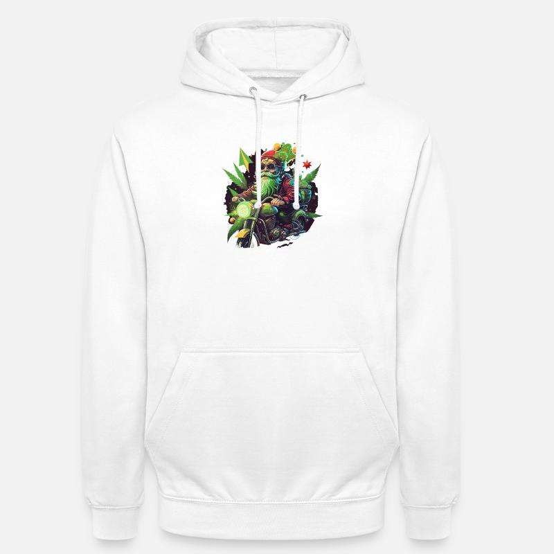 Biker Gnom mit Grasblättern - Unisex Hoodie - Weiß