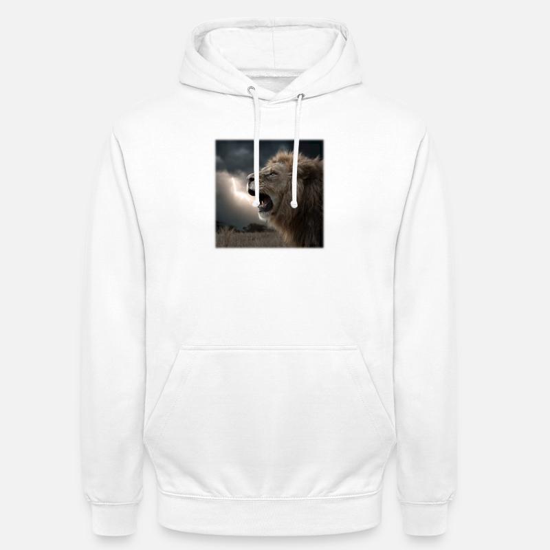 Dramatischer Roaring King - Löwe im Sturm - Unisex Hoodie - Weiß