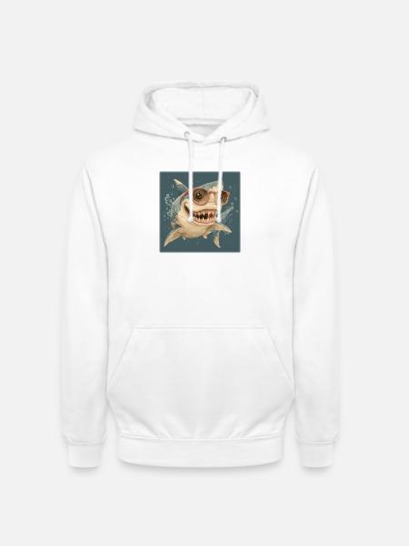 Coolest shark with sunglasses – holiday vibes! - Unisex Hoodie - white