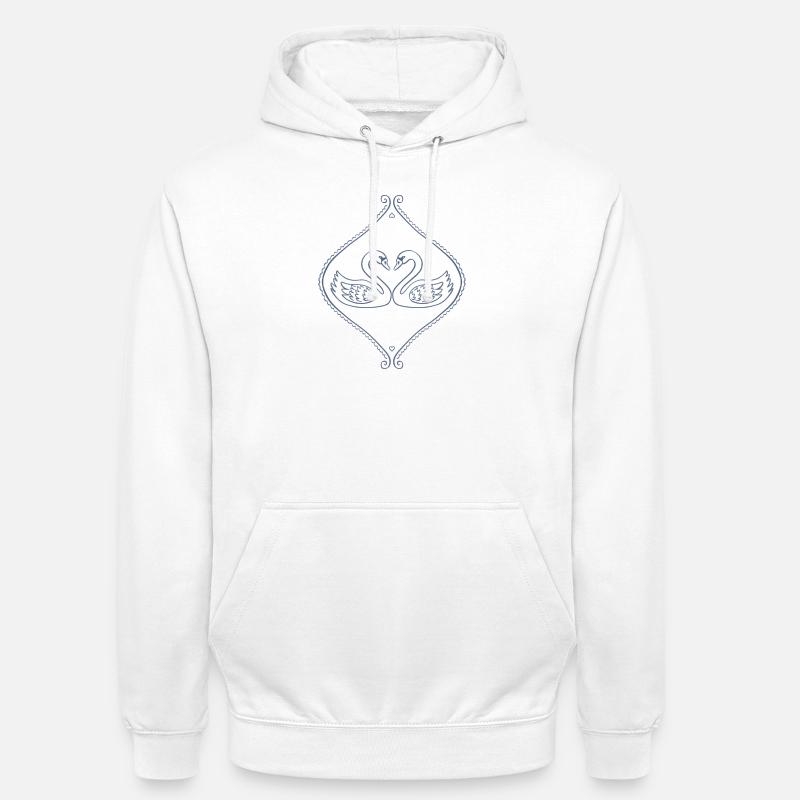 Blue Swans in Ornate Frame - Unisex Hoodie - white