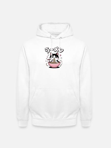 Ramen Cat - Food Lover Design - Unisex Hoodie - white