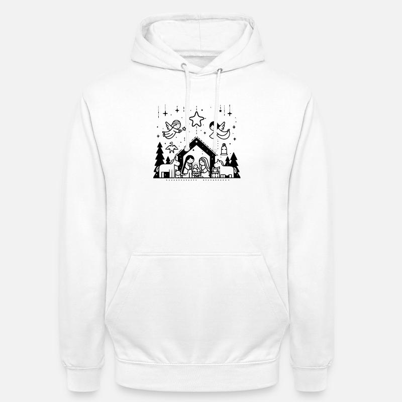 Weihnachtskrippe gezeichnet - Unisex Hoodie - Weiß