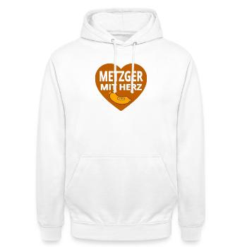 Metzger - Unisex Hoodie - Weiß - Vorne - AI Model Male 185 dark (185cm) & AI Model Female 172 dark (172cm)