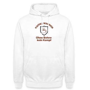 Coffee Warrior, No Bean, No Fight, Coffee Junkie - Unisex Hoodie - white - Front - AI Model Male 185 dark (185cm) & AI Model Female 172 dark (172cm)