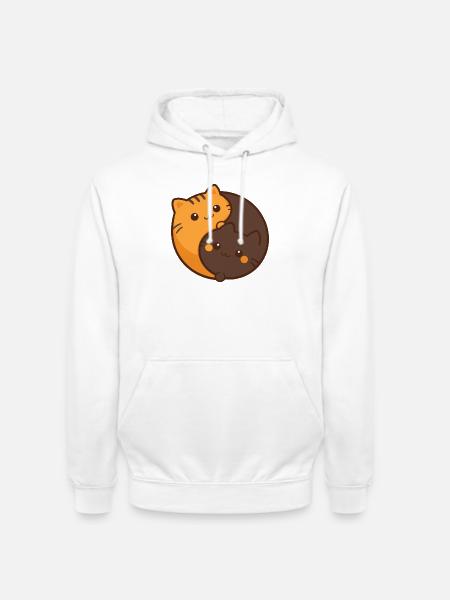 Cuddly Cats Duo Hug Jing Jang - Unisex Hoodie - white