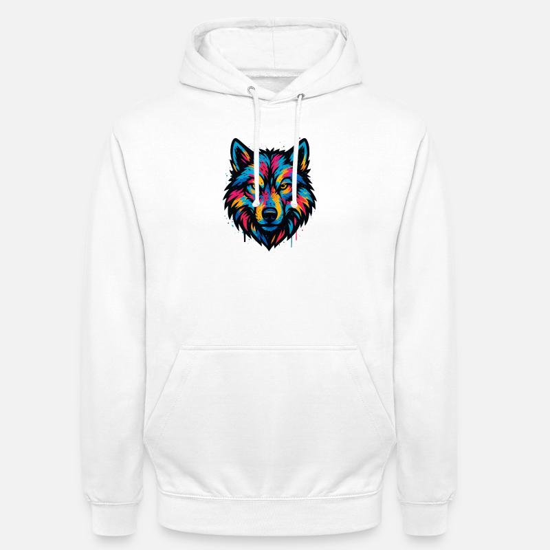 Neonwolf Kopf Kunst - Unisex Hoodie - Weiß