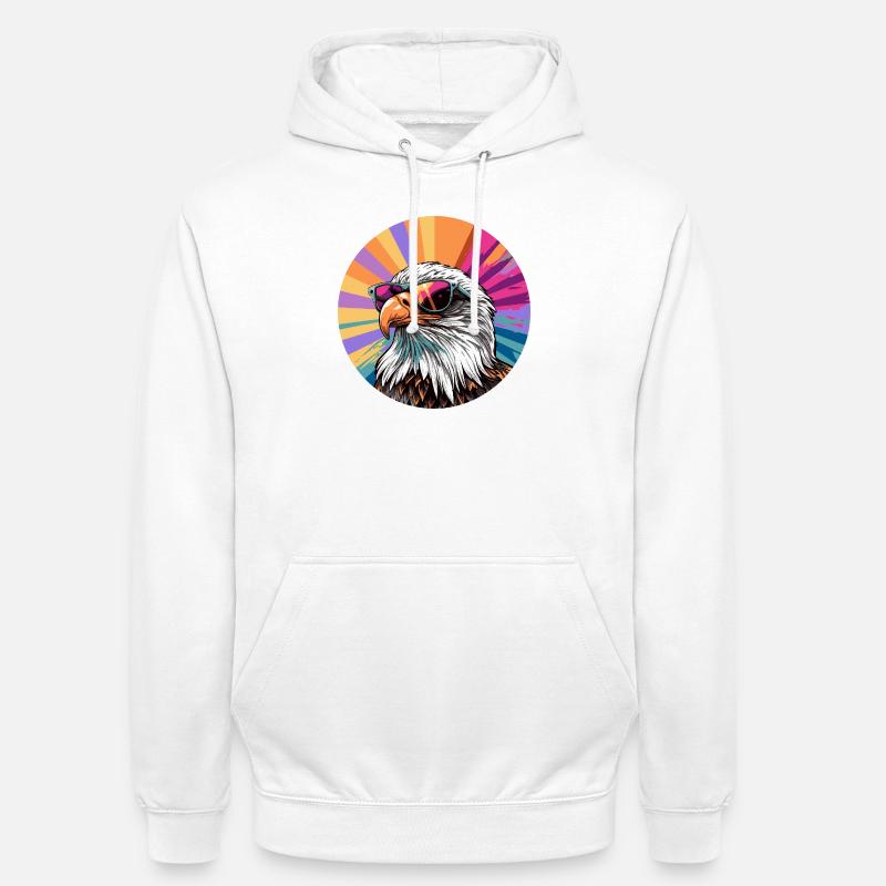 Eagle with sunglasses - Unisex Hoodie - white
