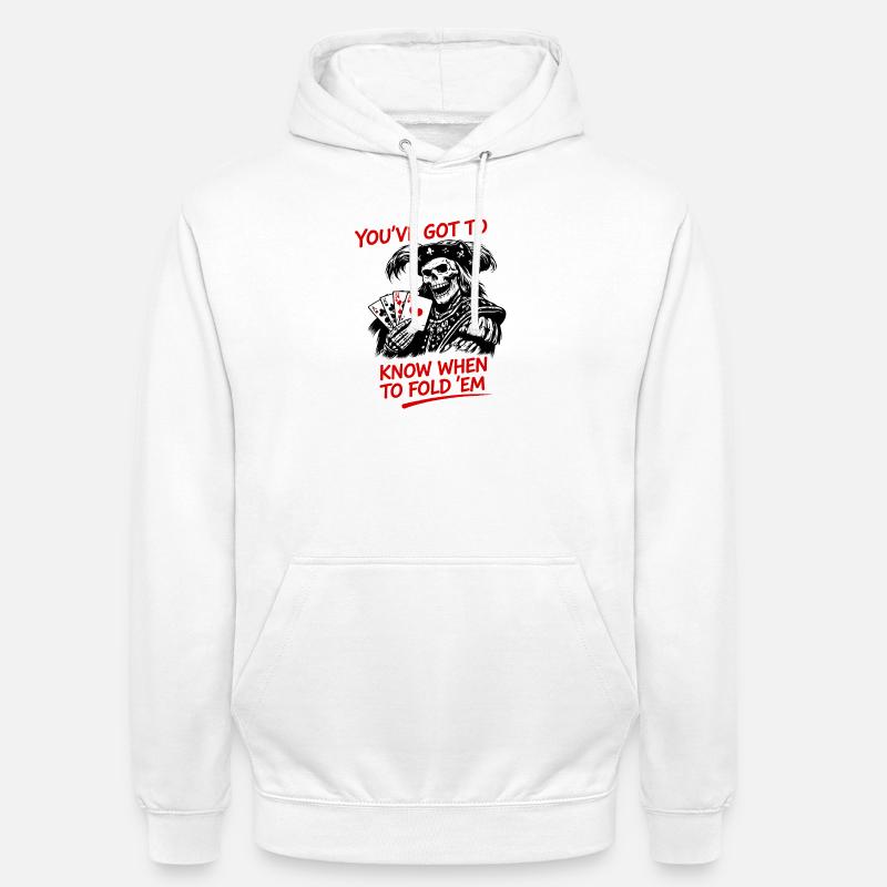Sagesse du poker squelette de pirates - Sweat-shirt à capuche unisexe - blanc