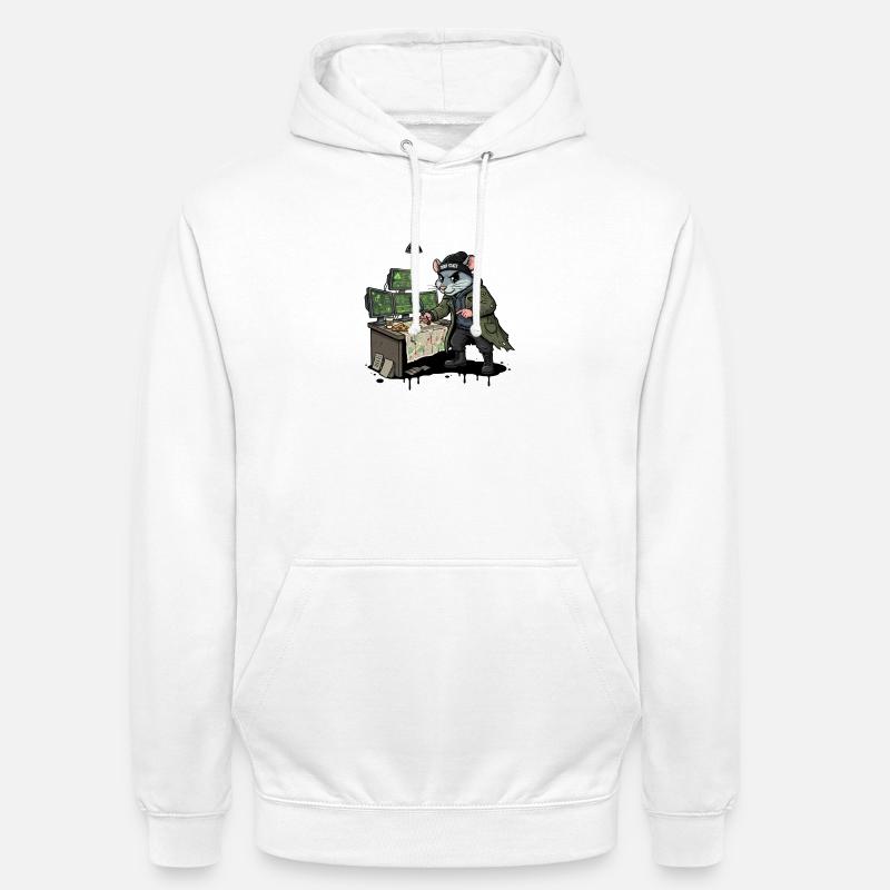 Hacker-Ratte Detektiv Deep-State Spurensuche - Unisex Hoodie - Weiß
