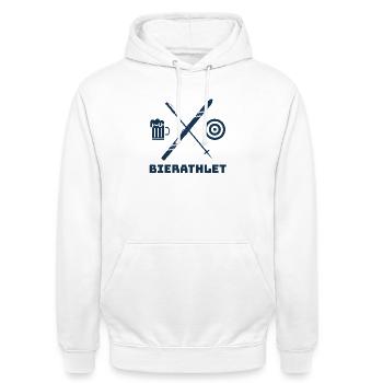 ATHLÈTE DE LA BIÈRE - Sweat-shirt à capuche unisexe - blanc - Devant - AI Model Male 185 dark (185cm) & AI Model Female 172 dark (172cm)