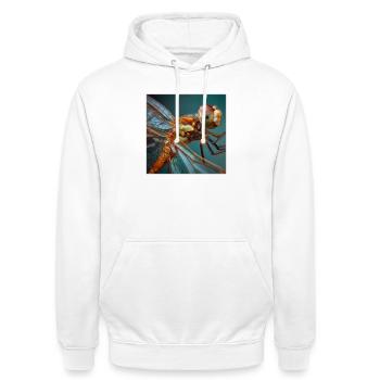 Dragonflies Macro Portrait Wildlife Graphic - Unisex Hoodie - white - Front - AI Model Male 185 dark (185cm) & AI Model Female 172 dark (172cm)