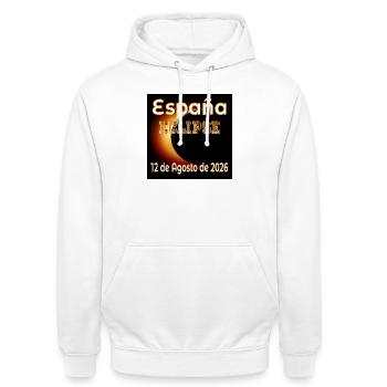 Eclipse Observation Spain - Unisex Hoodie - white - Front - AI Model Male 185 dark (185cm) & AI Model Female 172 dark (172cm)