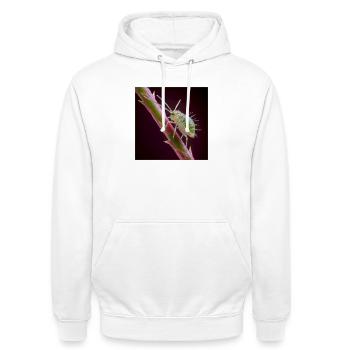 Green Aphid Macro – Exotic Insect Design - Unisex Hoodie - white - Front - AI Model Male 185 dark (185cm) & AI Model Female 172 dark (172cm)
