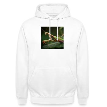 Praying mantis macro elegant mantis - Unisex Hoodie - white - Front - AI Model Male 185 dark (185cm) & AI Model Female 172 dark (172cm)