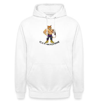 Cat muscle hero with mouse - Unisex Hoodie - white - Front - AI Model Male 185 dark (185cm) & AI Model Female 172 dark (172cm)