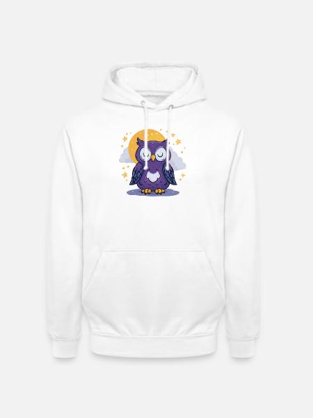 Moonlit Night Owl - Unisex Hoodie - white