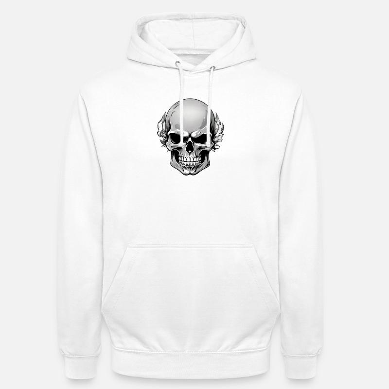 Schädel mit dunklem Blattkranz - Unisex Hoodie - Weiß