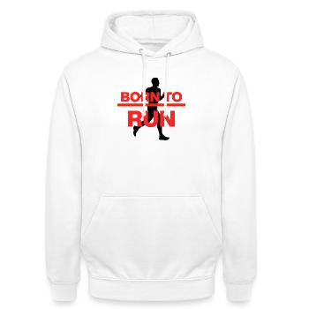 NÉS POUR COURIR – POUVOIR DE POURRITURE ! - Sweat-shirt à capuche unisexe - blanc - Devant - AI Model Male 185 dark (185cm) & AI Model Female 172 dark (172cm)