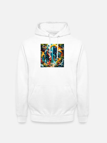Bunter Traumwelt-Dinosaurier - Unisex Hoodie - Weiß