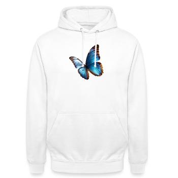 Bright Blue Butterfly Noble Nature Art - Unisex Hoodie - white - Front - AI Model Male 185 dark (185cm) & AI Model Female 172 dark (172cm)