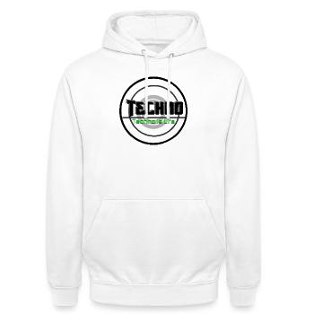 Techno Is Life Neon Logo - Unisex Hoodie - Weiß - Vorne - AI Model Male 185 dark (185cm) & AI Model Female 172 dark (172cm)