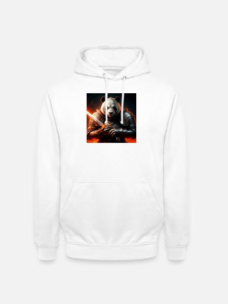 Panda Krieger in Feuerrüstung - Unisex Hoodie - Weiß