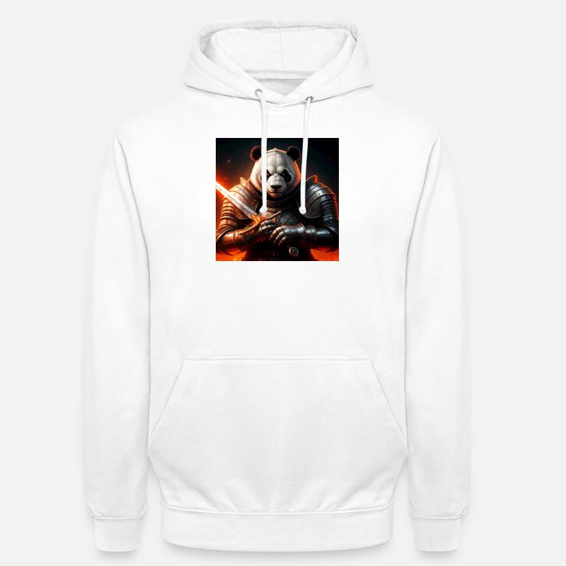 Panda Krieger in Feuerrüstung - Unisex Hoodie - Weiß