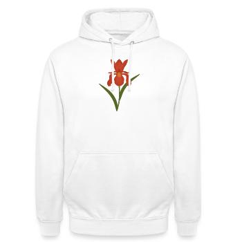 Iris Botanical Illustration - Unisex Hoodie - white - Front - AI Model Male 185 dark (185cm) & AI Model Female 172 dark (172cm)