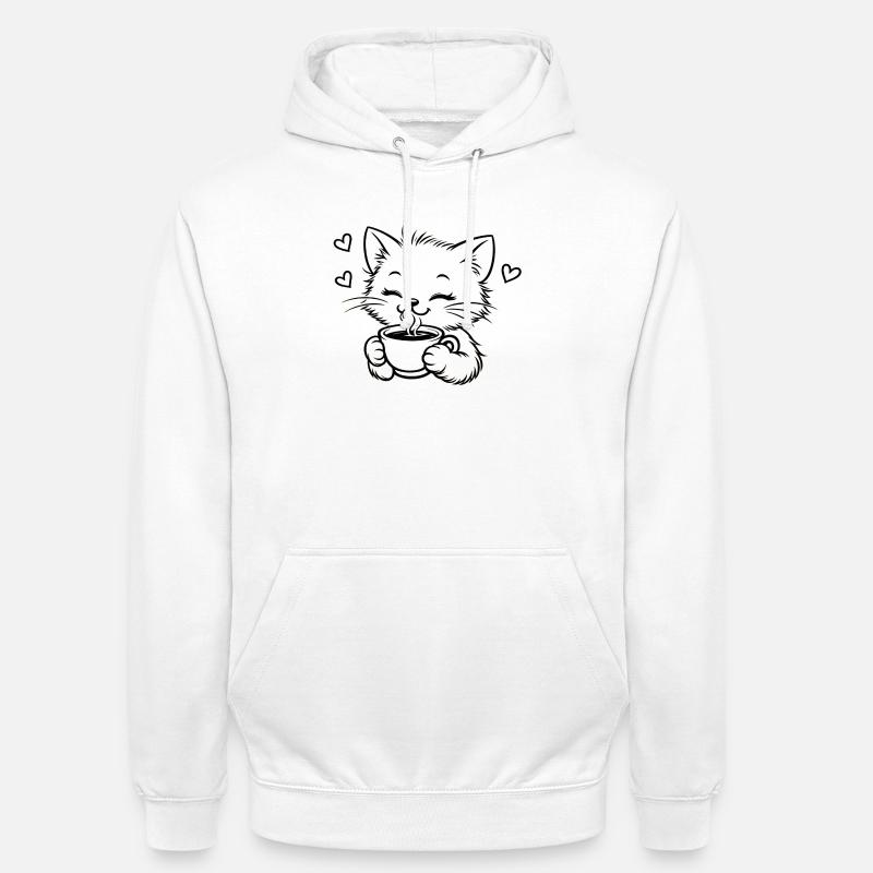 Kitten drinks coffee cuddle magic - Unisex Hoodie - white