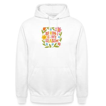 Le printemps est ma période préférée de l’année - Sweat-shirt à capuche unisexe - blanc - Devant - AI Model Male 185 dark (185cm) & AI Model Female 172 dark (172cm)