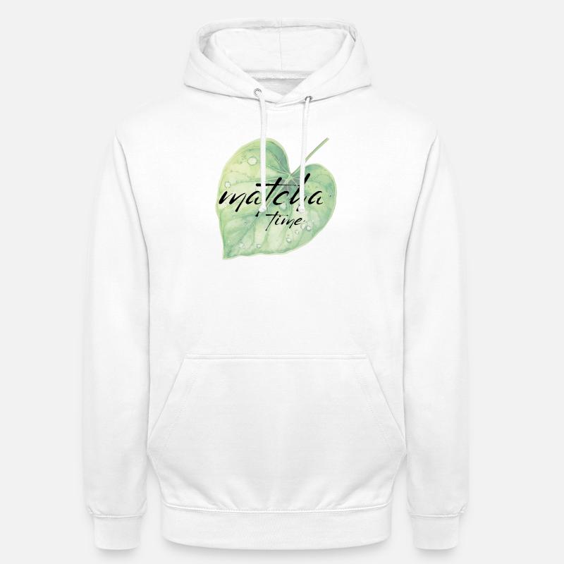 Matcha, feuille, vert, temps - Sweat-shirt à capuche unisexe - blanc