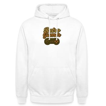 Conception de manettes Retro Gamer - Sweat-shirt à capuche unisexe - blanc - Devant - AI Model Male 185 dark (185cm) & AI Model Female 172 dark (172cm)