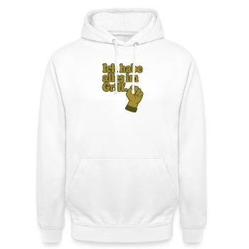 Ich habe alles im Griff - Unisex Hoodie - Weiß - Vorne - AI Model Male 185 dark (185cm) & AI Model Female 172 dark (172cm)