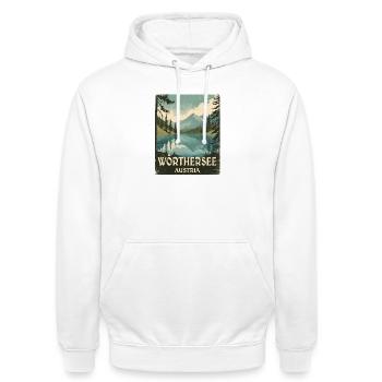 Lake Wörthersee - Unisex Hoodie - white - Front - AI Model Male 185 dark (185cm) & AI Model Female 172 dark (172cm)