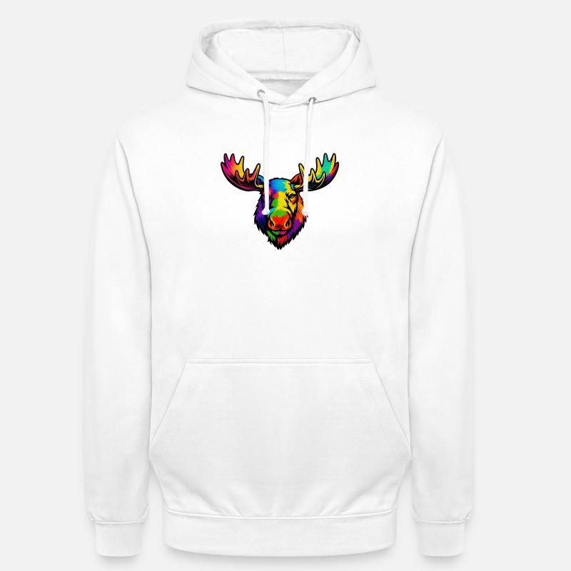 Der Kopf des Regenbogenelchs - Unisex Hoodie - Weiß