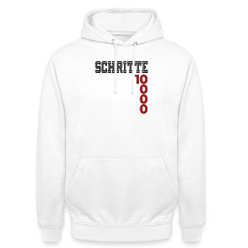 Sport Motivation Schritte - Unisex Hoodie - Weiß - Vorne - AI Model Male 185 dark (185cm) & AI Model Female 172 dark (172cm)