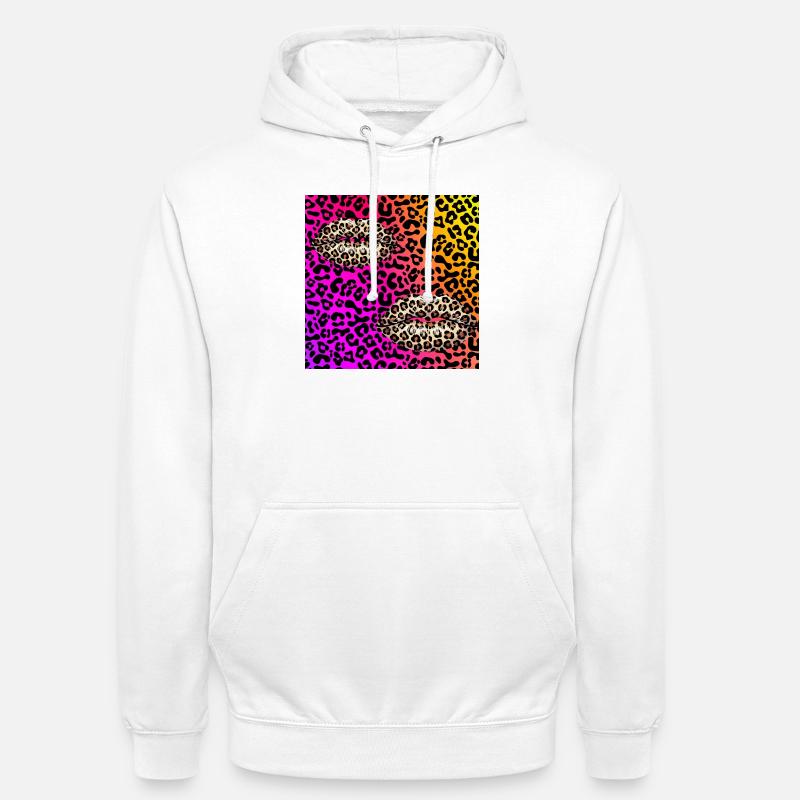 Lèvres de léopard sur dégradé néon - Sweat-shirt à capuche unisexe - blanc