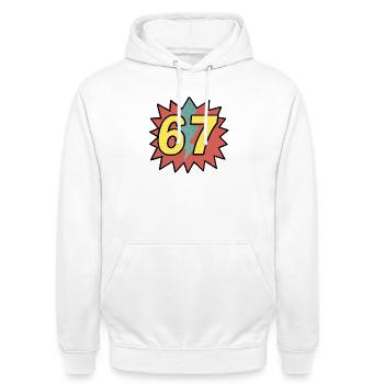 67 - Gen Alpha - Sweat-shirt à capuche unisexe - blanc - Devant - AI Model Male 185 dark (185cm) & AI Model Female 172 dark (172cm)