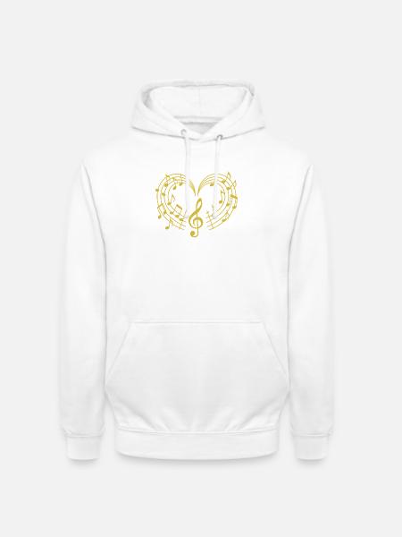NEW -- Love In Every Note – Golden Musical Heart. - Unisex Hoodie - white