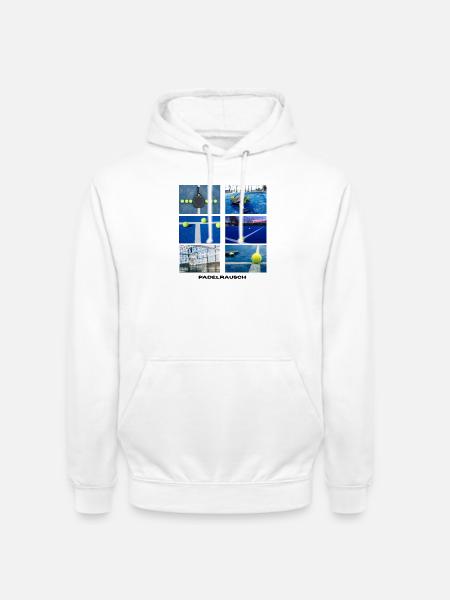Neon tennis paddle on blue court - Unisex Hoodie - white