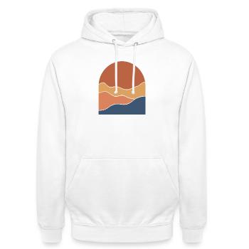 Warm Horizon Layers - Unisex Hoodie - white - Front - AI Model Male 185 dark (185cm) & AI Model Female 172 dark (172cm)