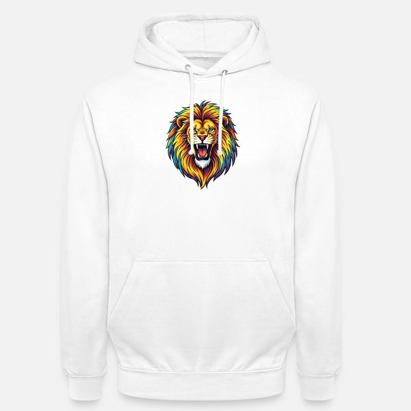 Explosion de Lion Arc-en-ciel Néon - Sweat-shirt à capuche unisexe - blanc
