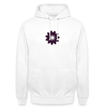 Dark Purple Mandala Flower - Unisex Hoodie - white - Front - AI Model Male 185 dark (185cm) & AI Model Female 172 dark (172cm)