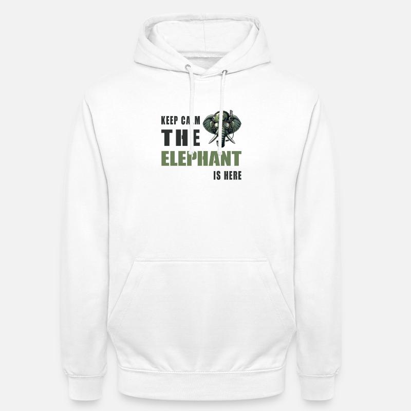 Reste calme, l’éléphant est là - Sweat-shirt à capuche unisexe - blanc