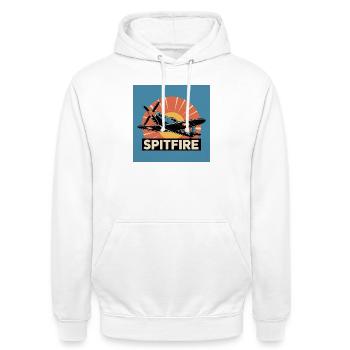 Spitfire Retro Aviation Print - Unisex Hoodie - Weiß - Vorne - AI Model Male 185 dark (185cm) & AI Model Female 172 dark (172cm)