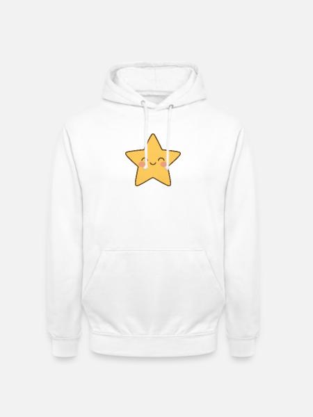 Kawaii Yellow Star Smile - Unisex Hoodie - white