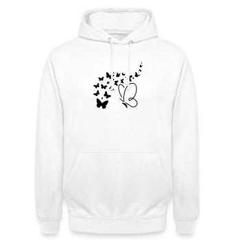 Butterfly soaring - Unisex Hoodie - white - Front - AI Model Male 185 dark (185cm) & AI Model Female 172 dark (172cm)
